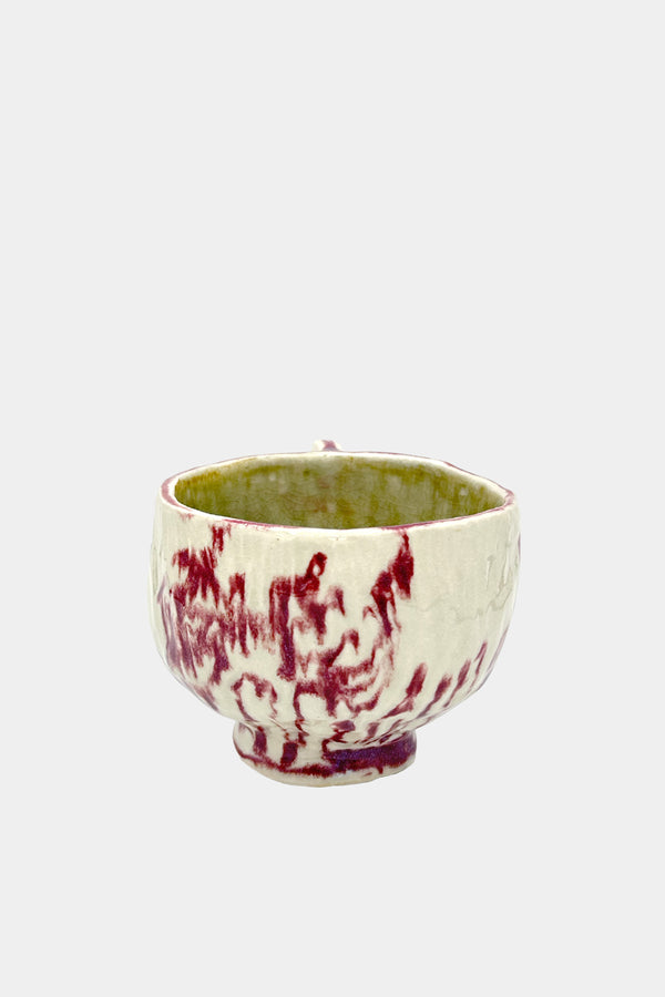 Maroon and White Teacup