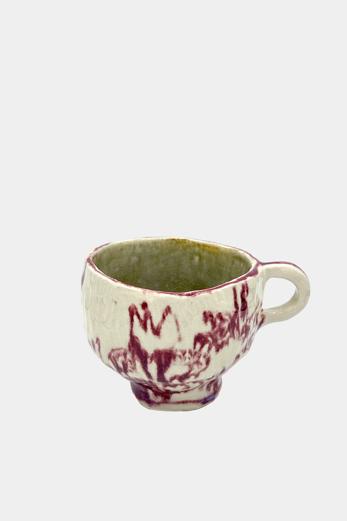 Maroon and White Teacup