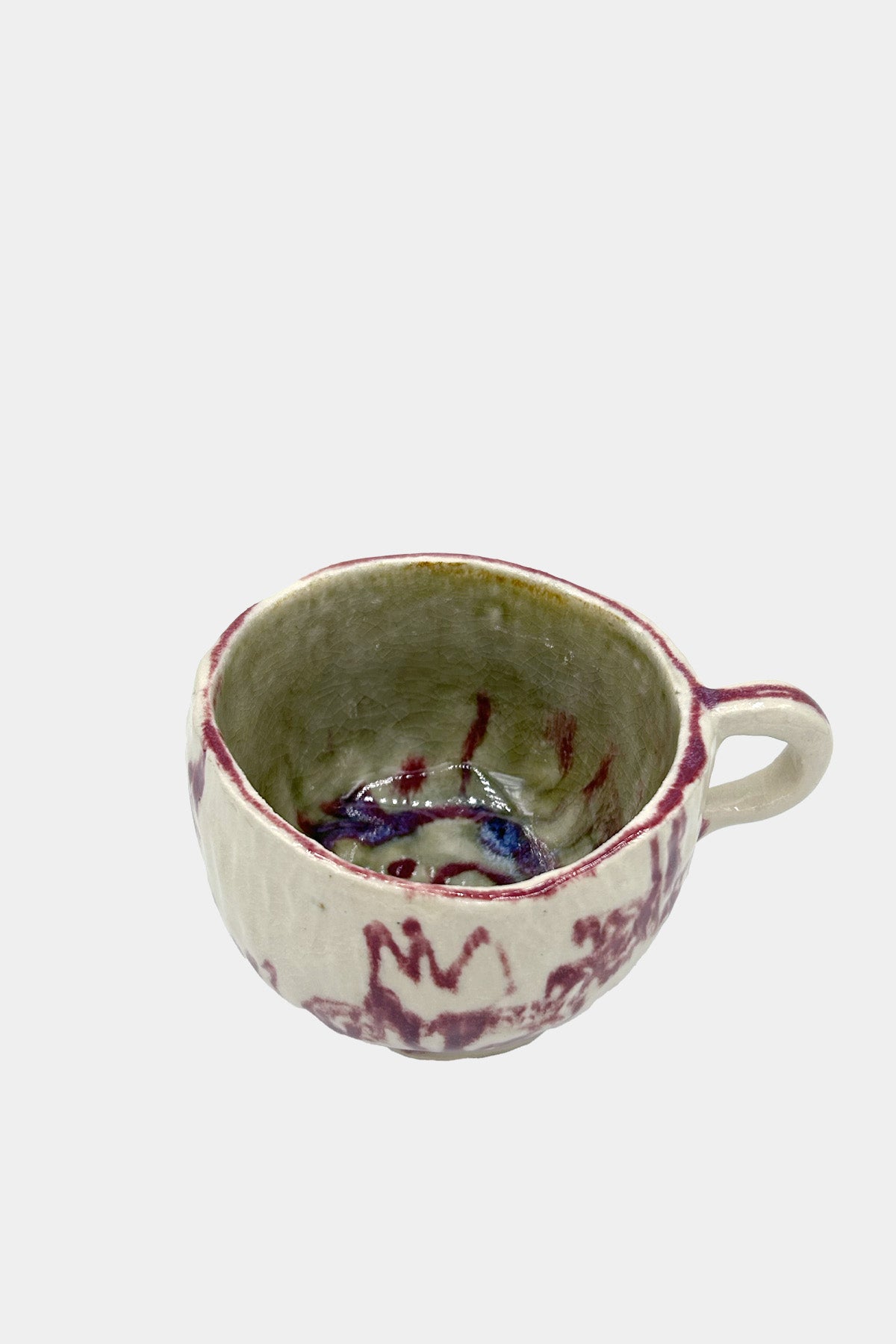 Maroon and White Teacup