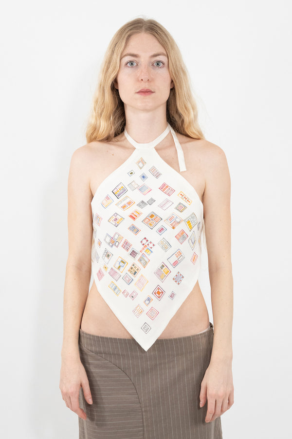 Squares Silk Halter Top