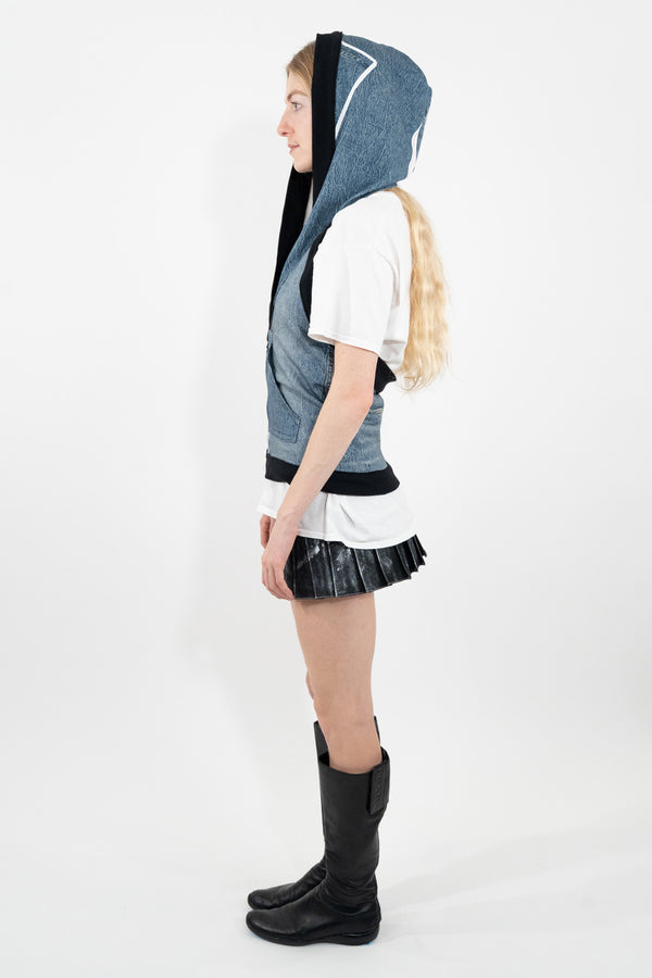 Trompe L'Oeil Denim Hoodie Vest