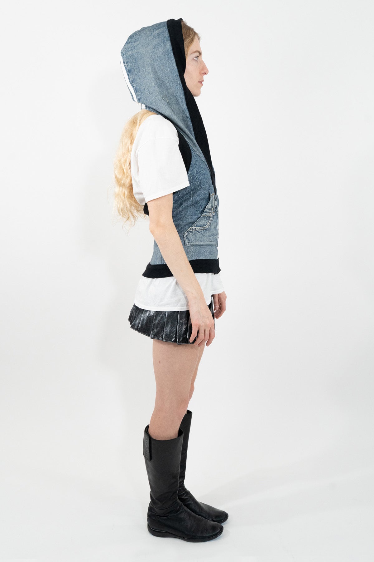 Trompe L'Oeil Denim Hoodie Vest