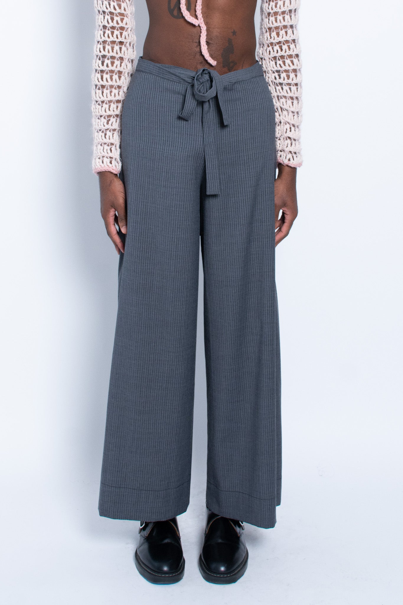Grey Wrap Tie Pants