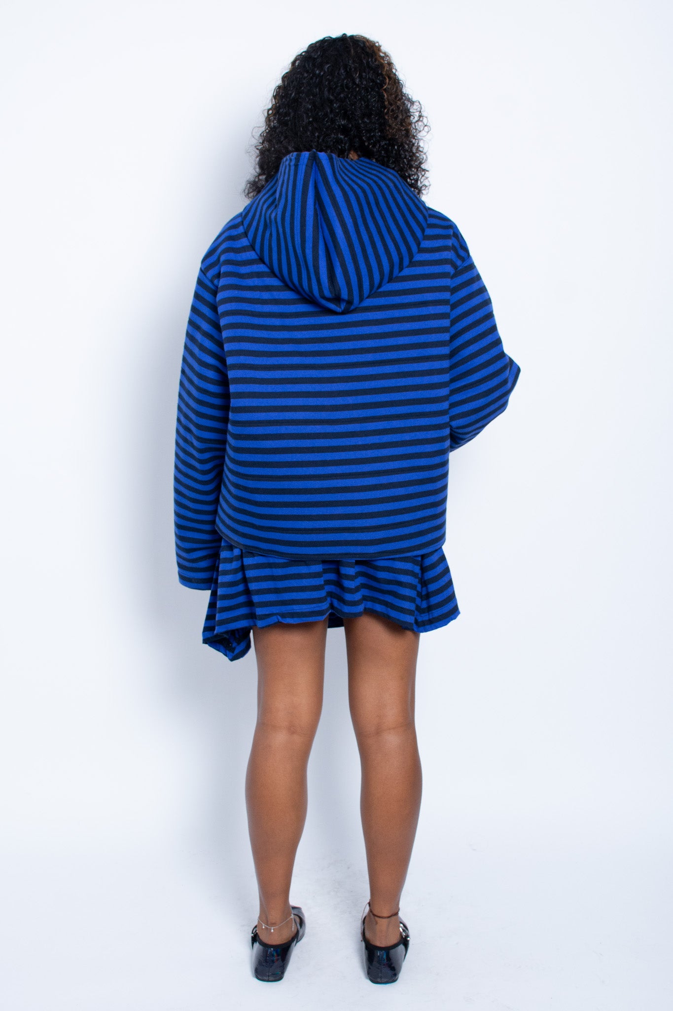 Blue Striped Hooded Jacket
