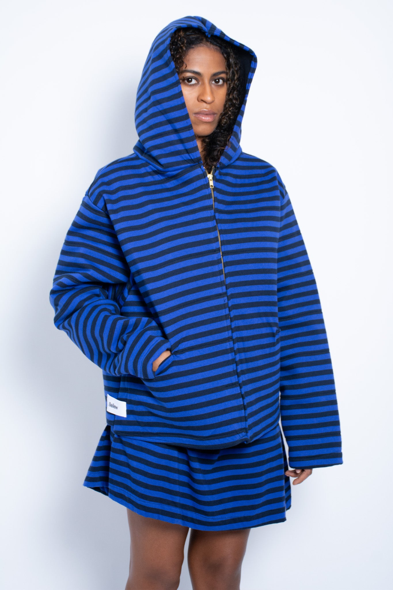 Blue Striped Hooded Jacket