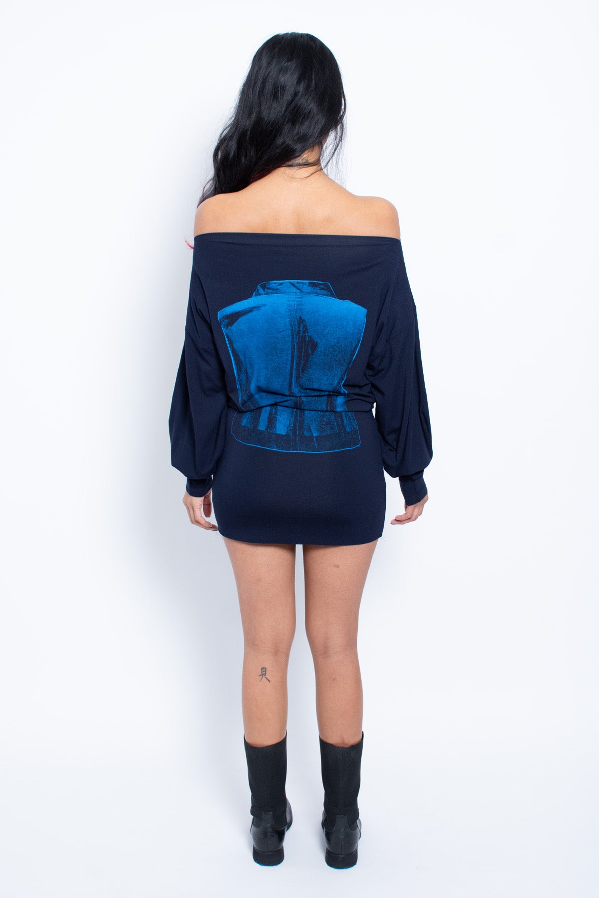 Off The Shoulder Screen Print Dress