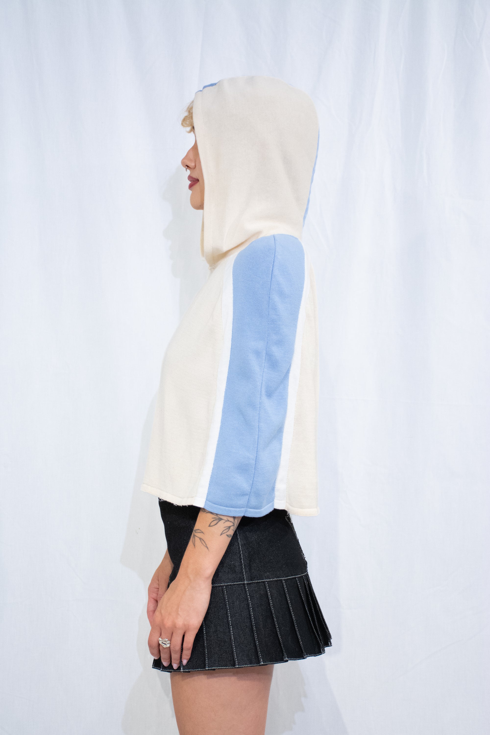 Blue/Yellow Knit Hood Top