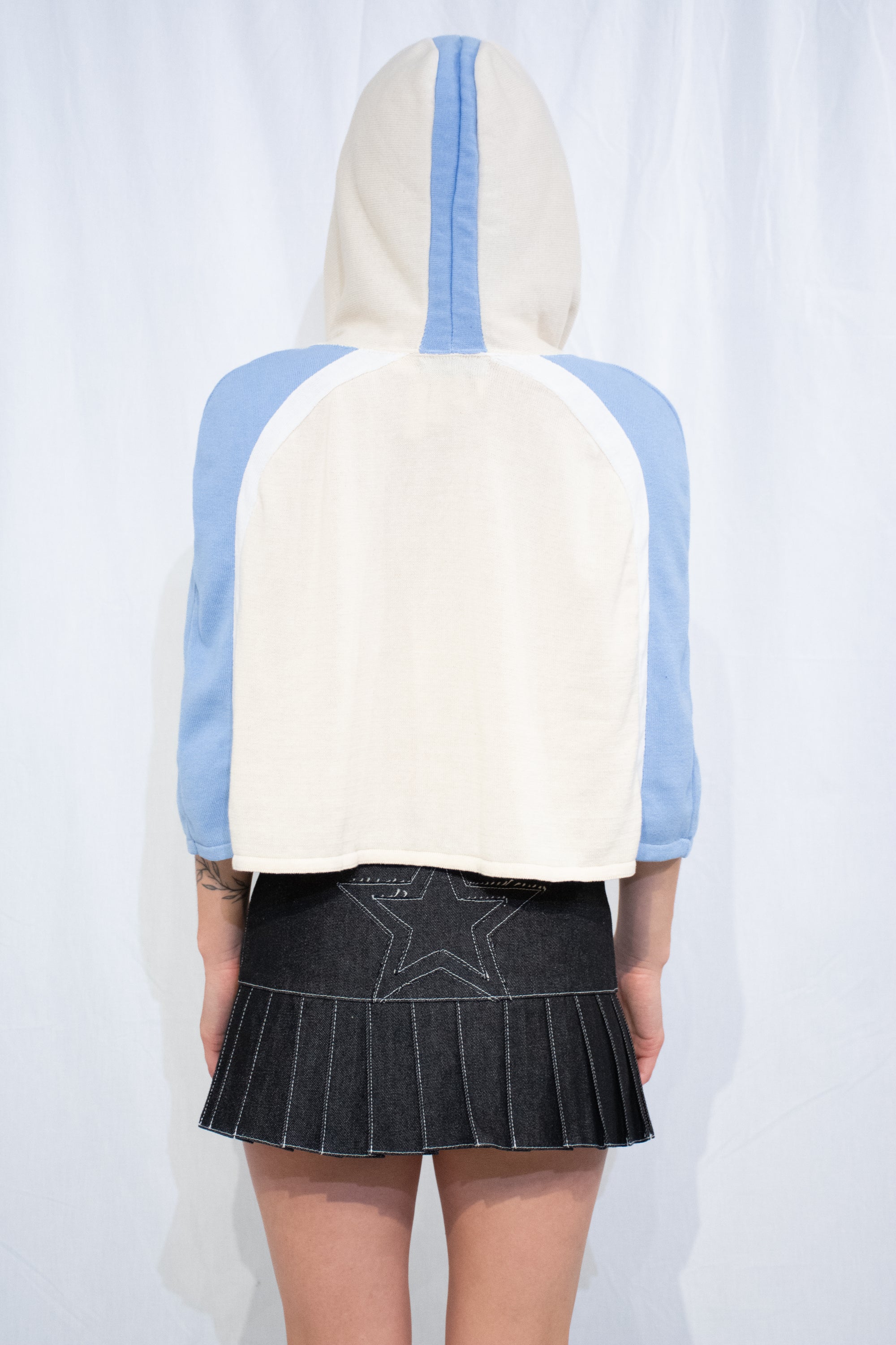 Blue/Yellow Knit Hood Top