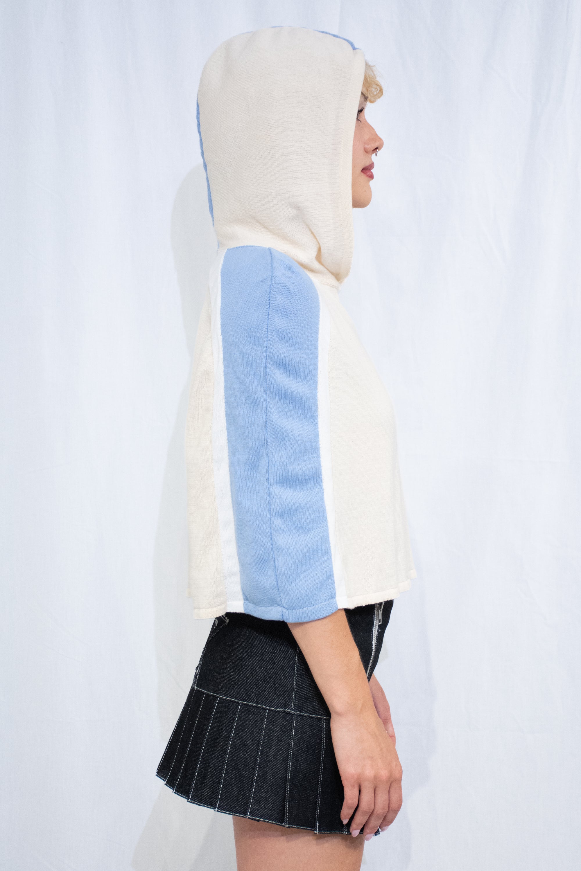 Blue/Yellow Knit Hood Top