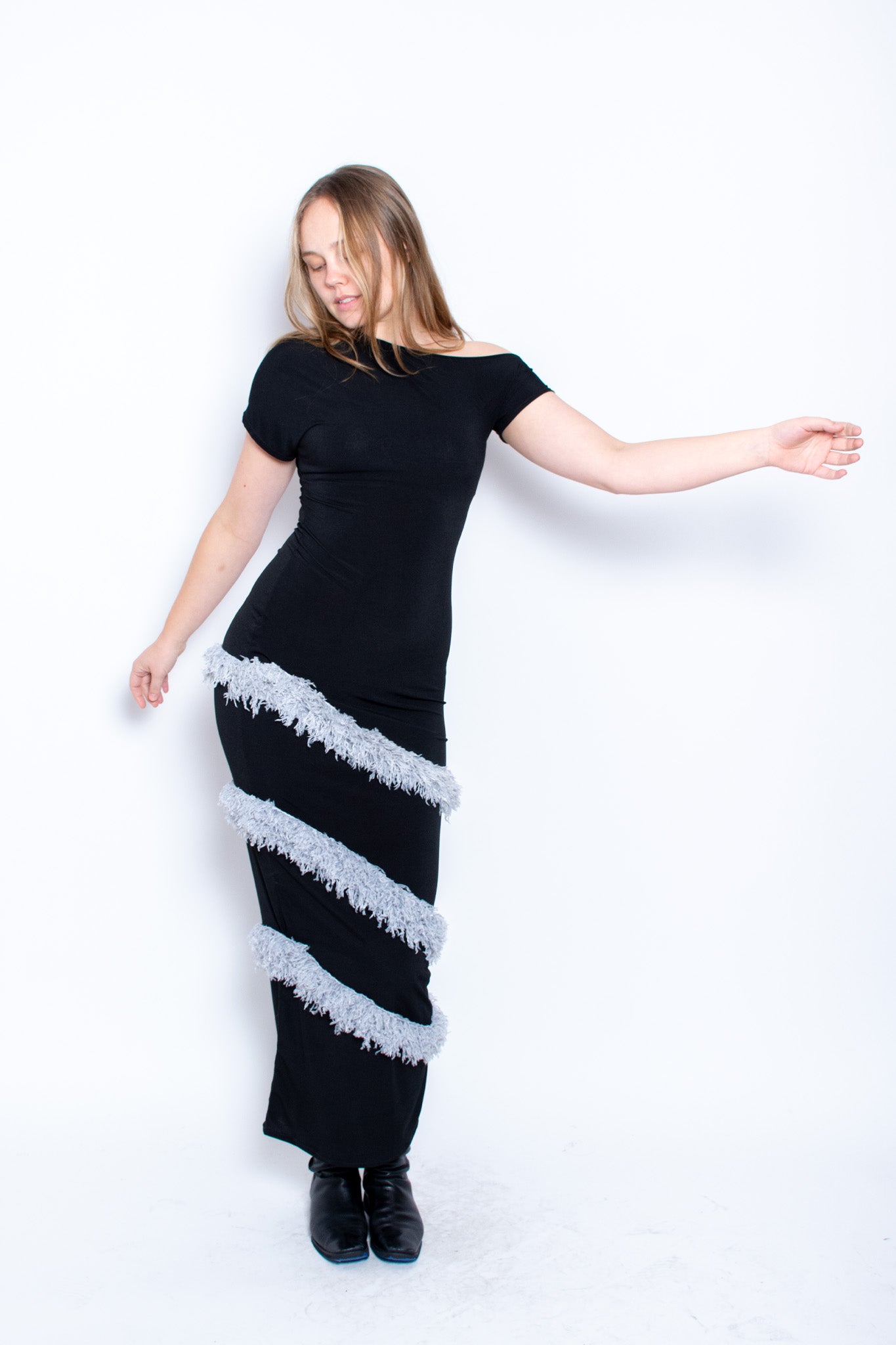 Black/White Spiral Hem Dress