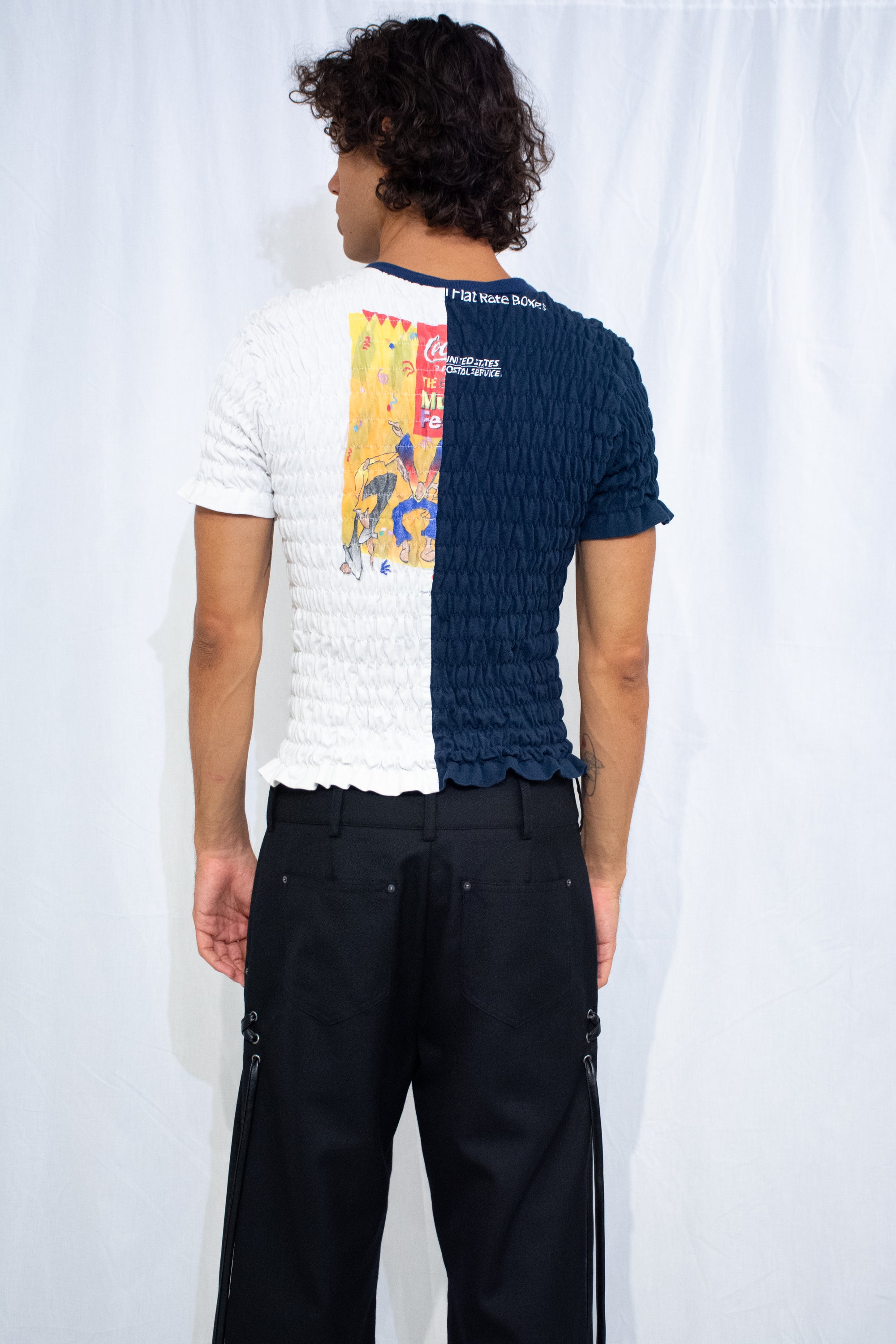 White/Navy Popcorn Tee