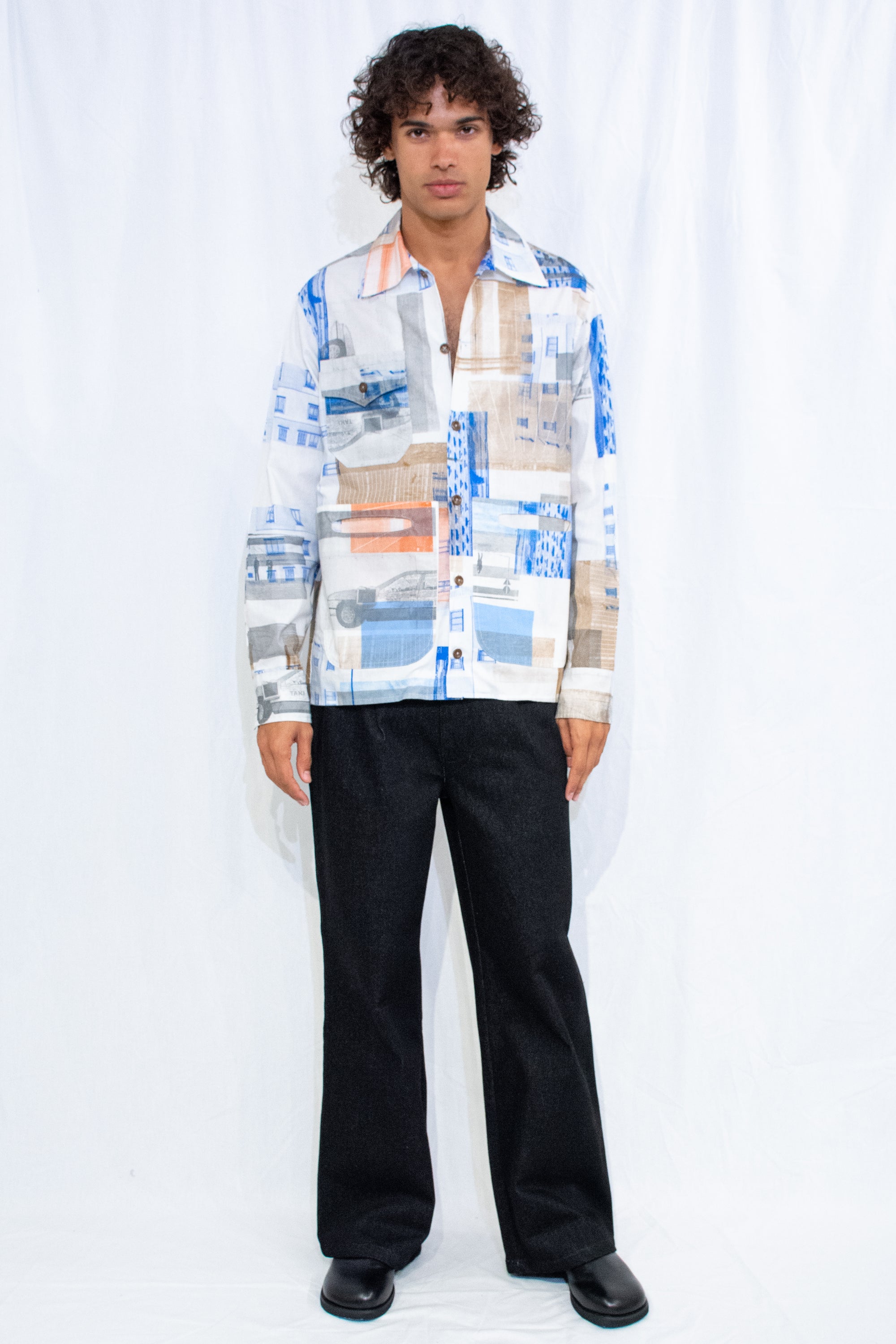 Screen Printed Button Down Shirt