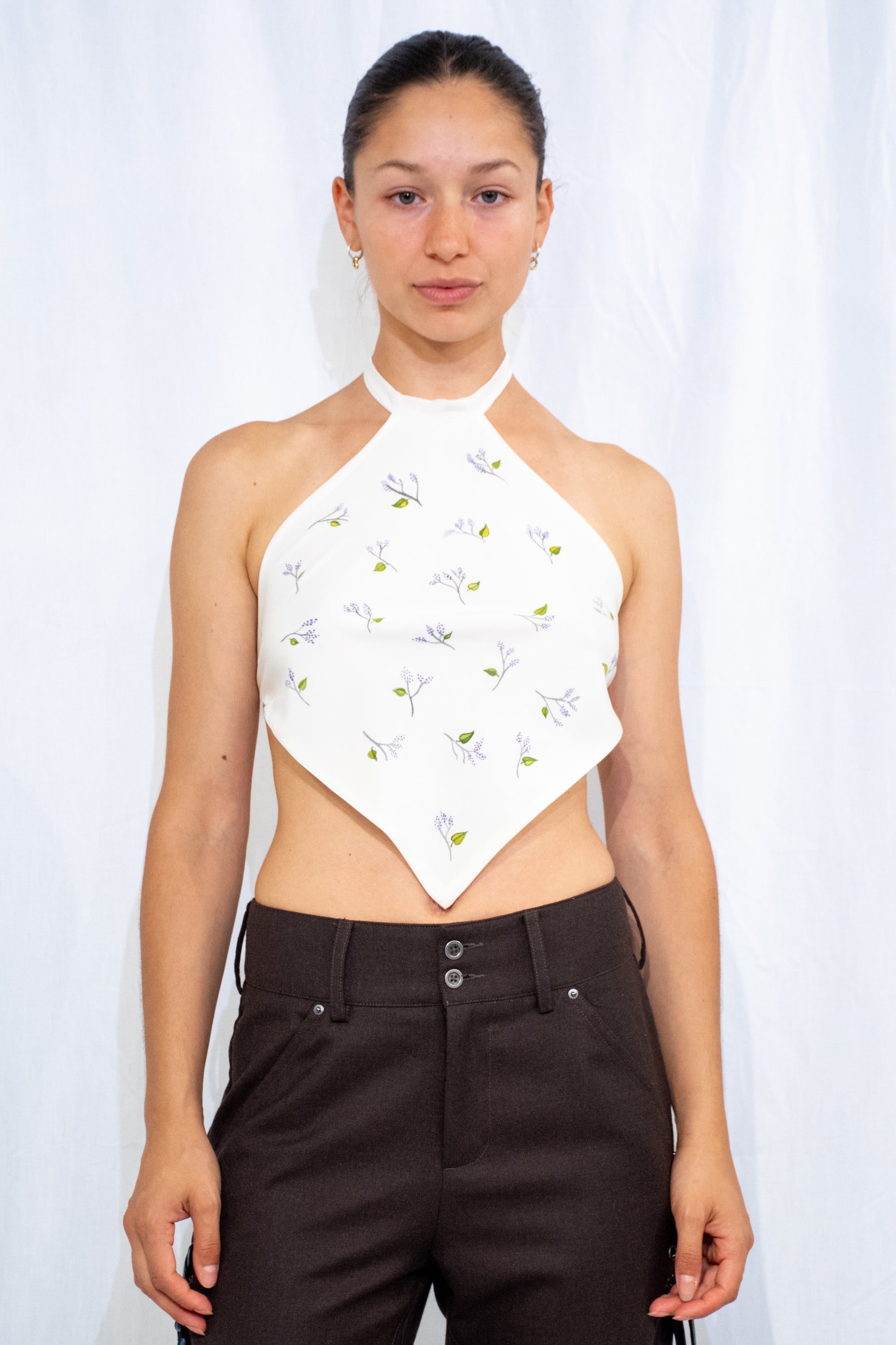 Illustrated Floral Halter Top 2