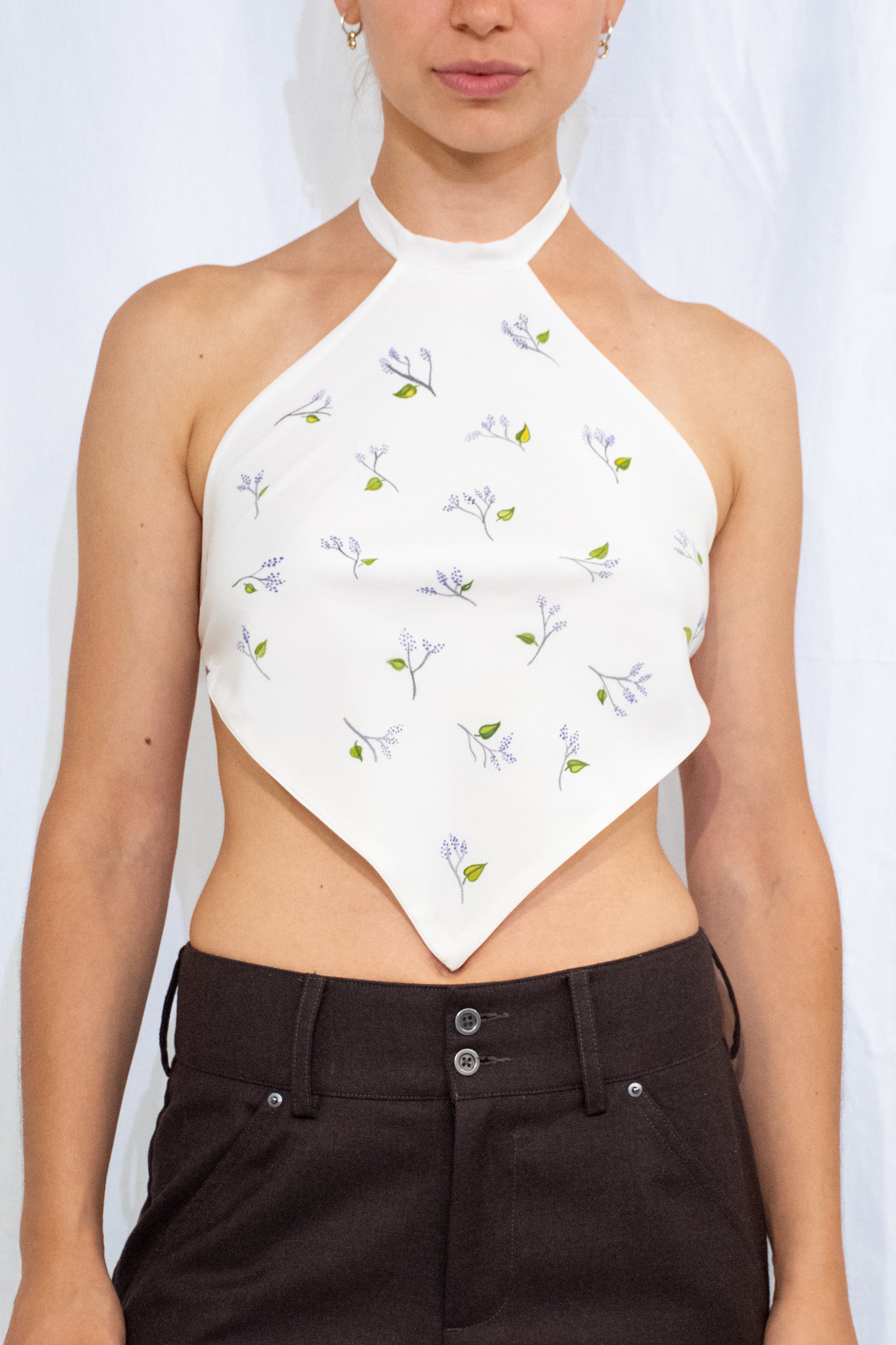 Illustrated Floral Halter Top 2