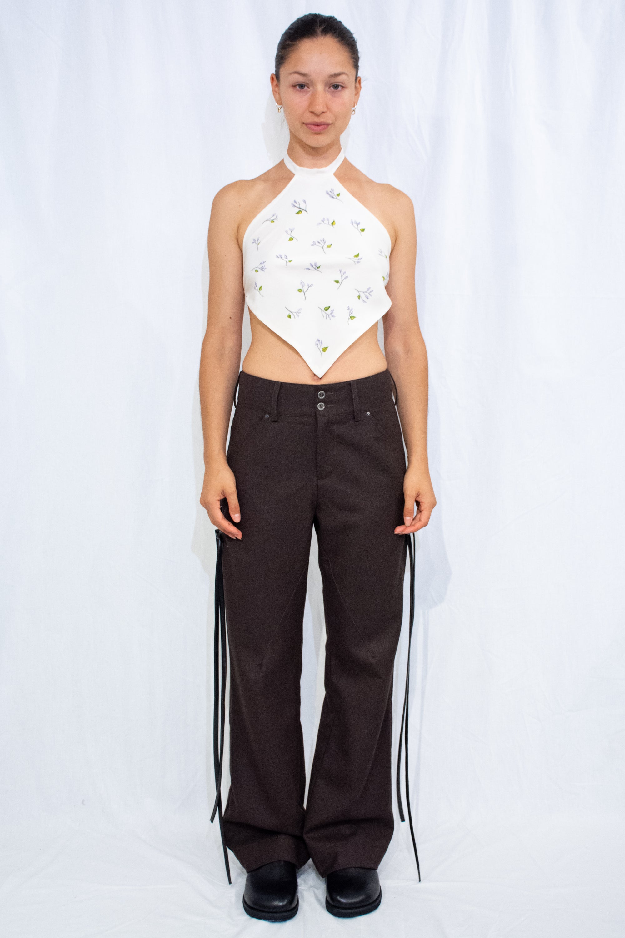 Illustrated Floral Halter Top 2