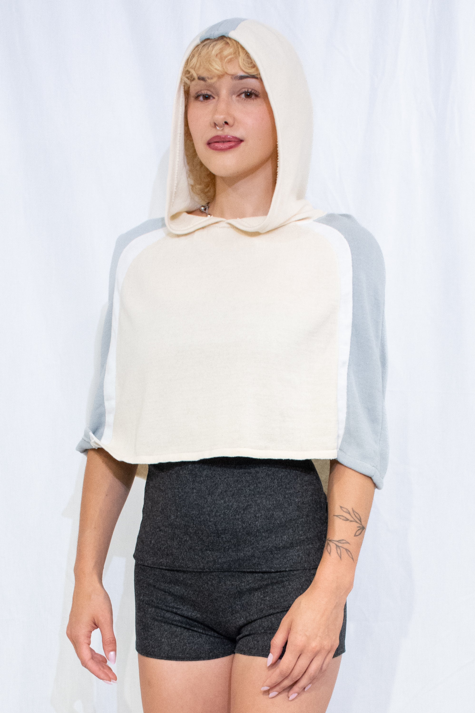Yellow/Grey Knit Hood Top