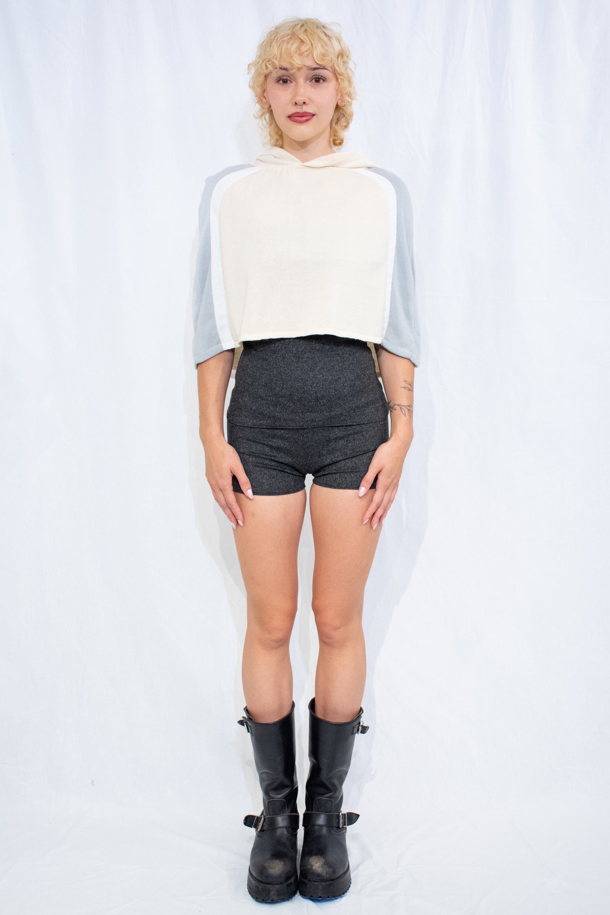 Yellow/Grey Knit Hood Top