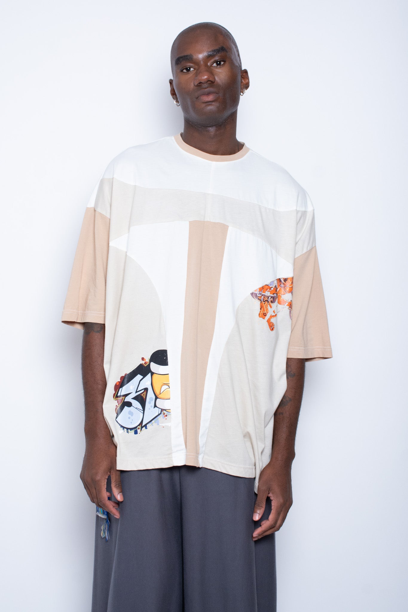 Beige Panel T-Shirt