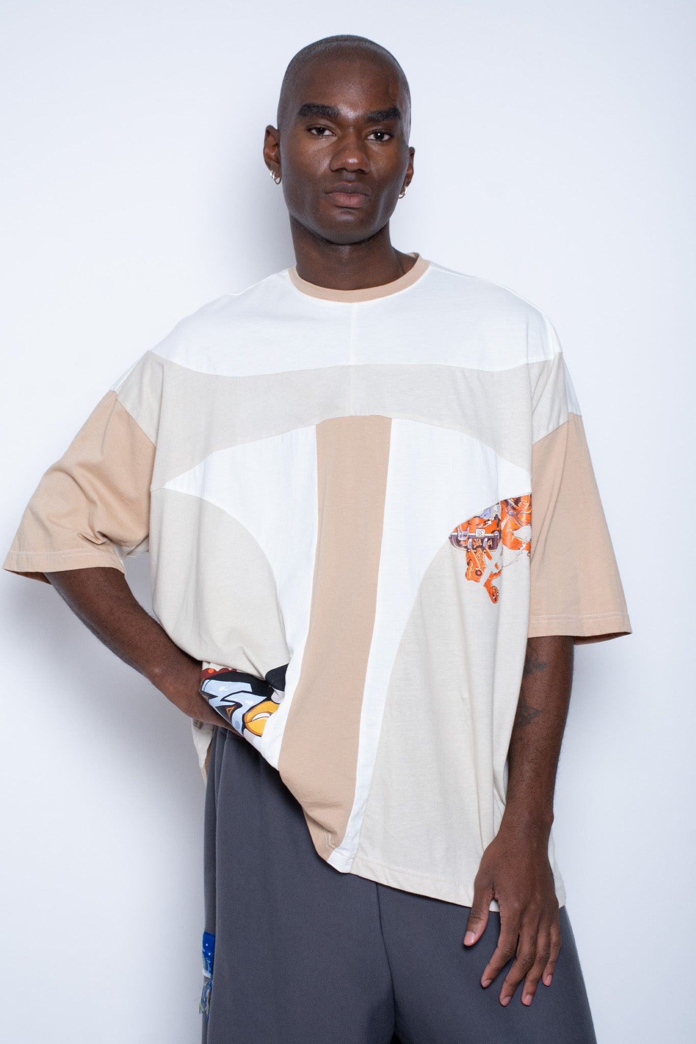 Beige Panel T-Shirt