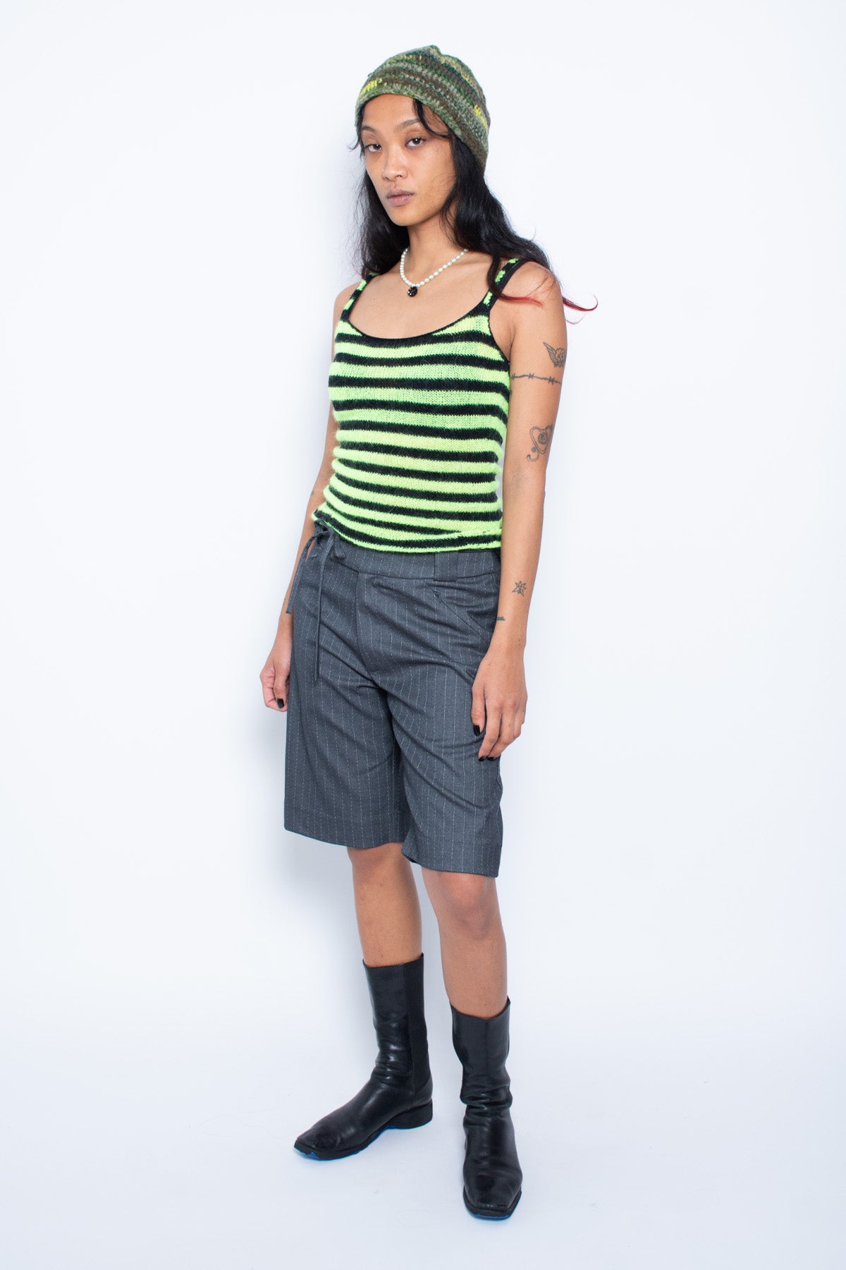Neon Yellow/Black Stripe Tank