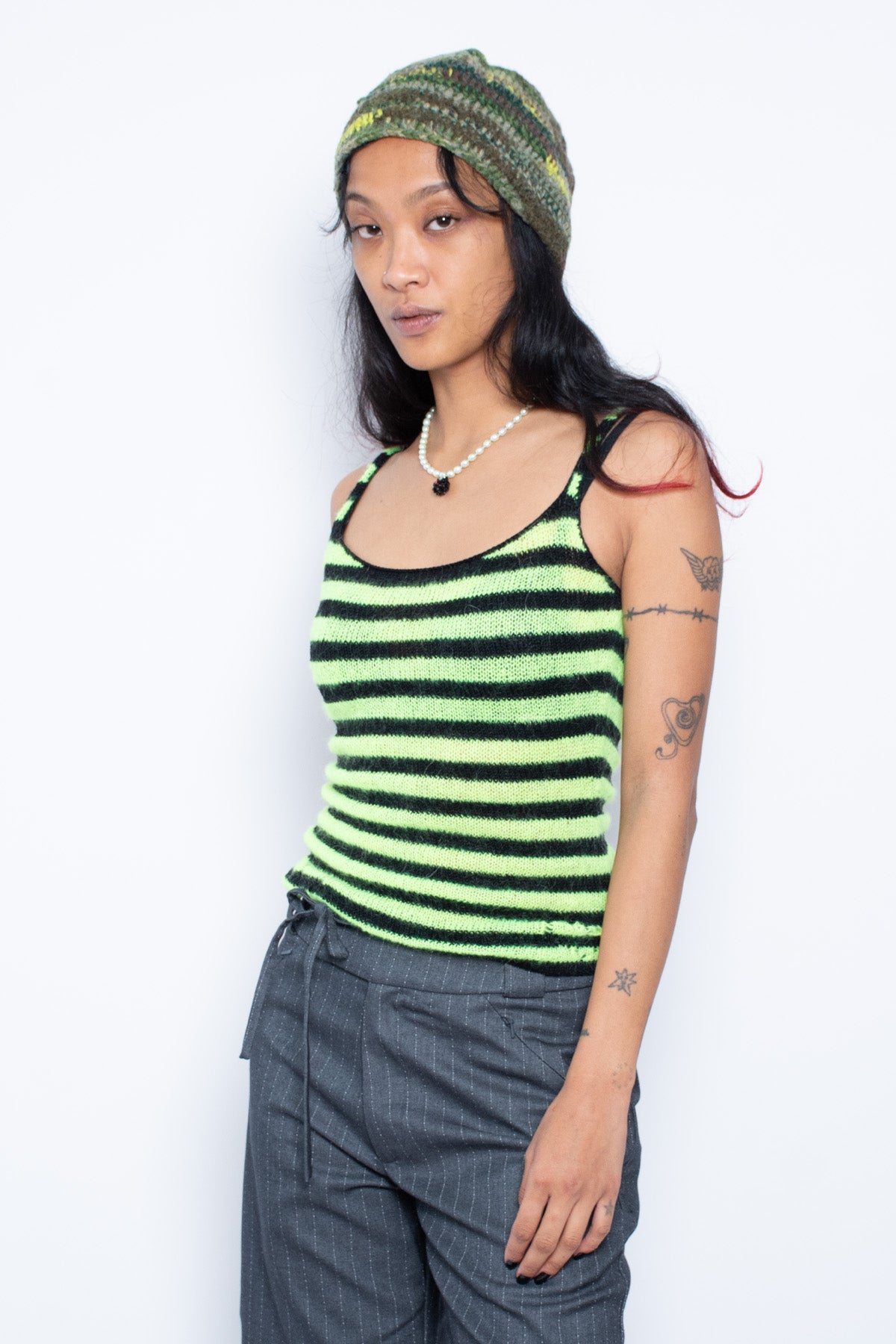 Neon Yellow/Black Stripe Tank