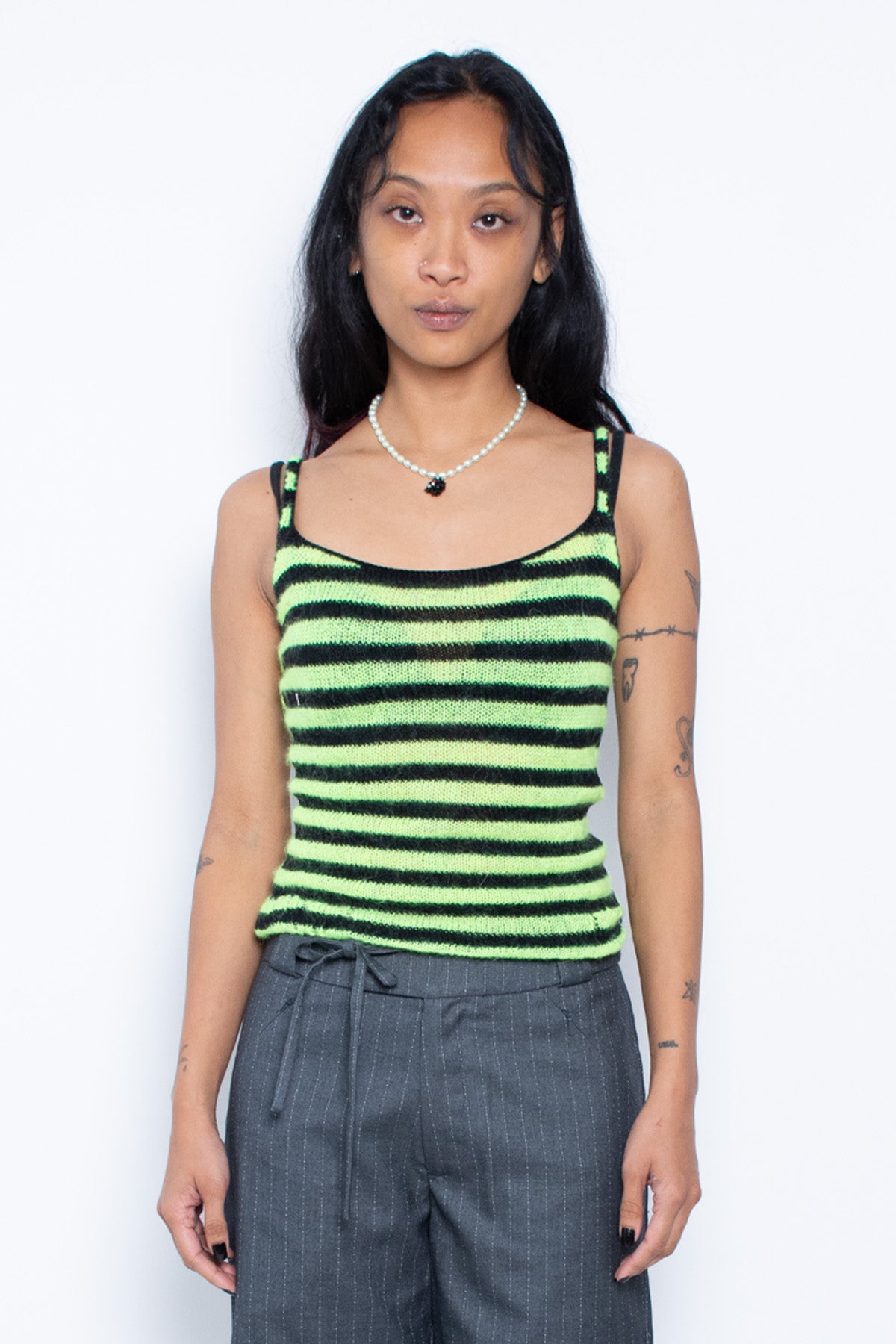 Neon Yellow/Black Stripe Tank