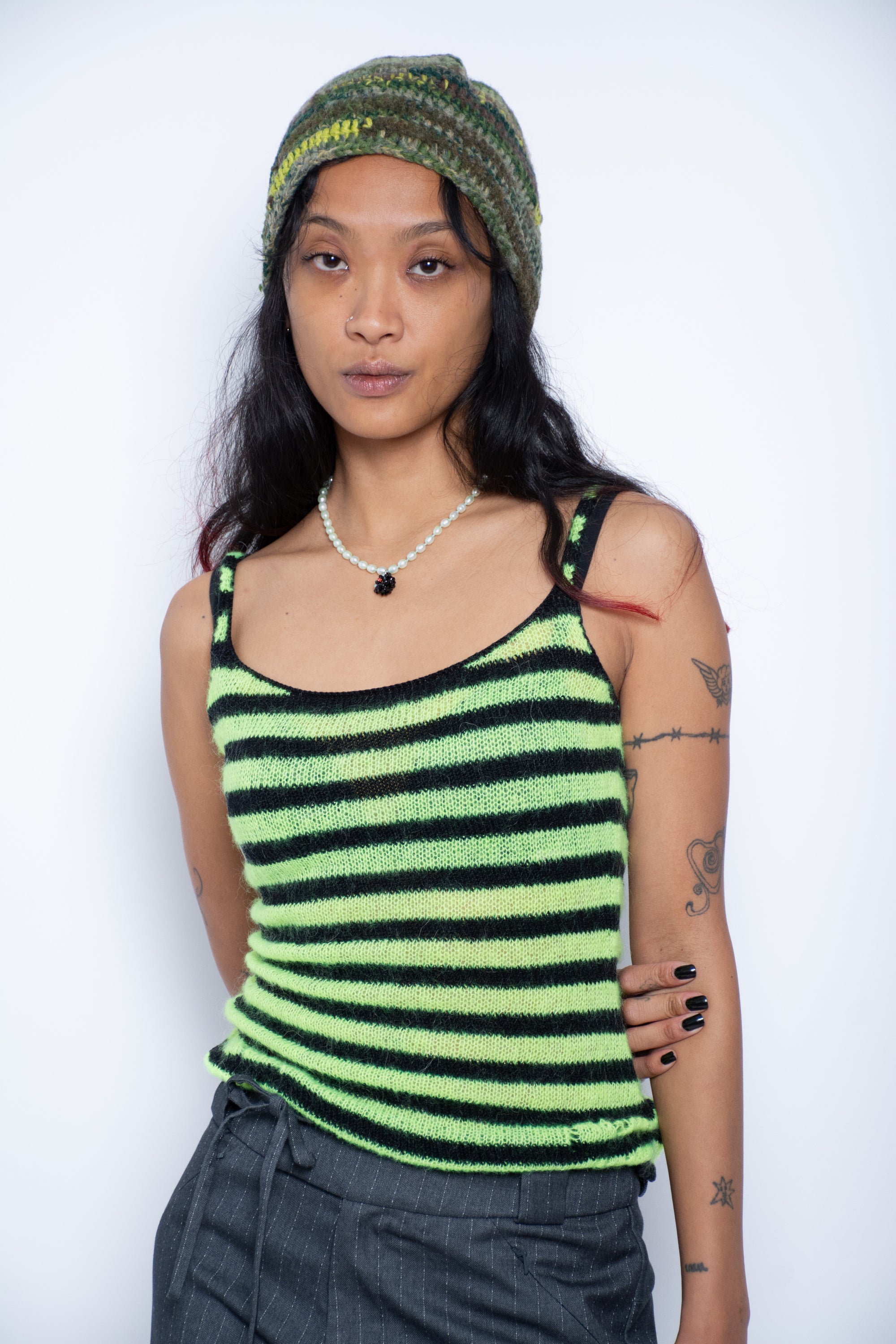 Neon Yellow/Black Stripe Tank