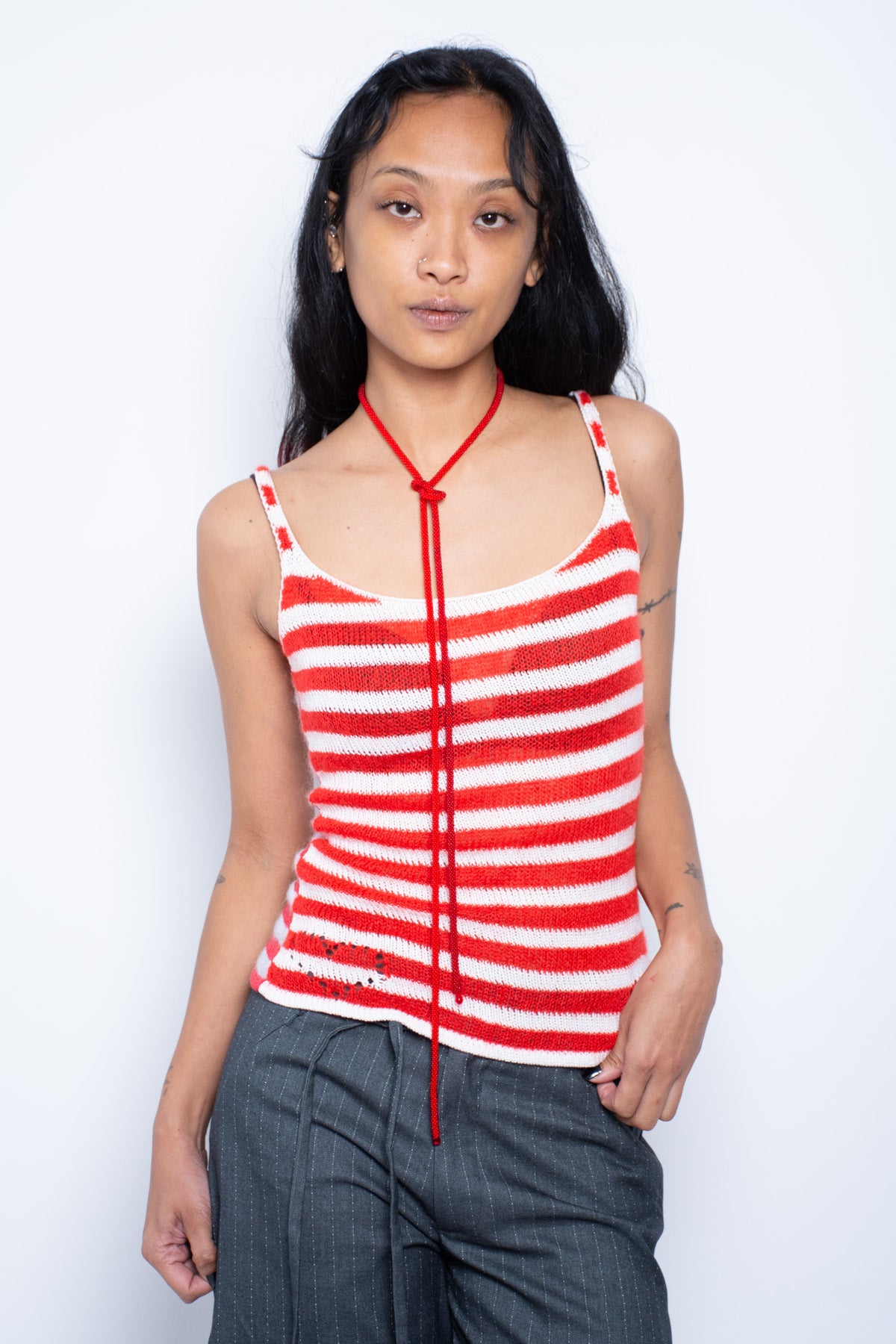 Long Gradated Red Strand Necklace