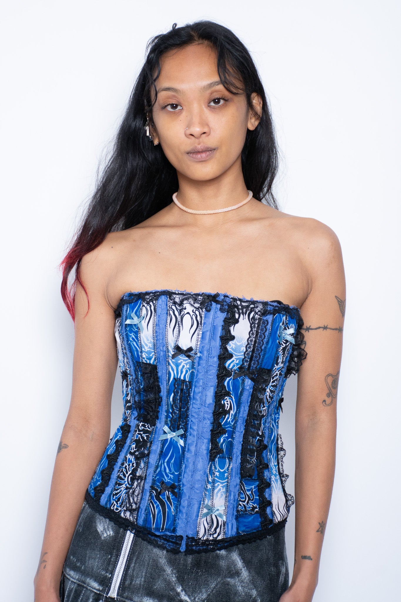 Blue Blaze Patchwork Corset