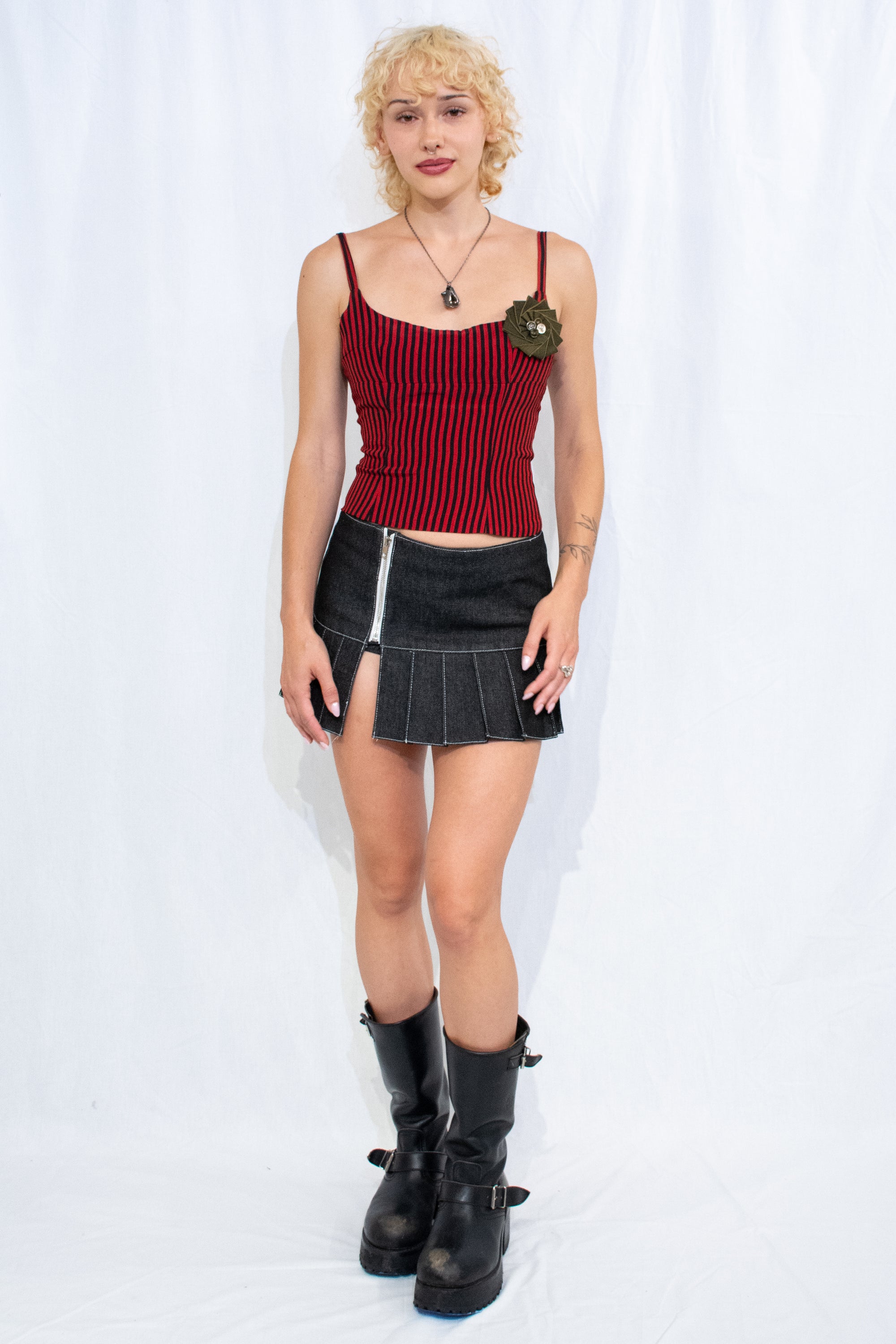 Black Denim Star Skirt