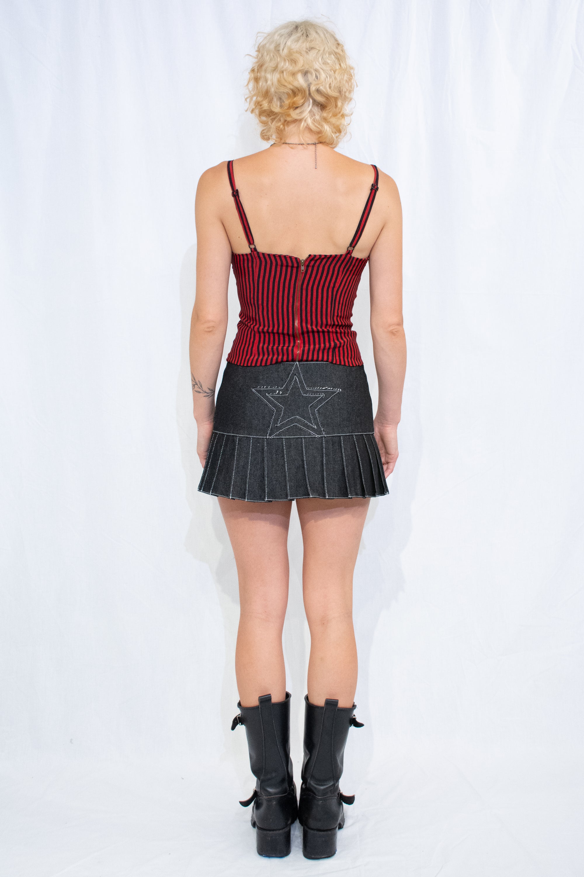 Black Denim Star Skirt