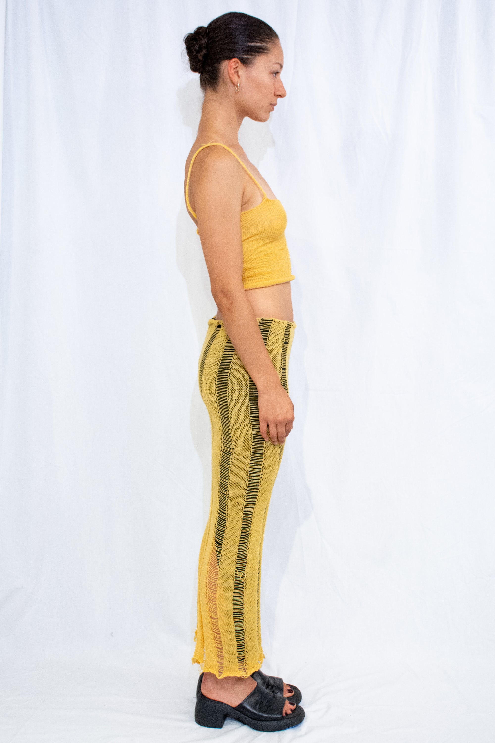 Yellow Knit Ladder Skirt
