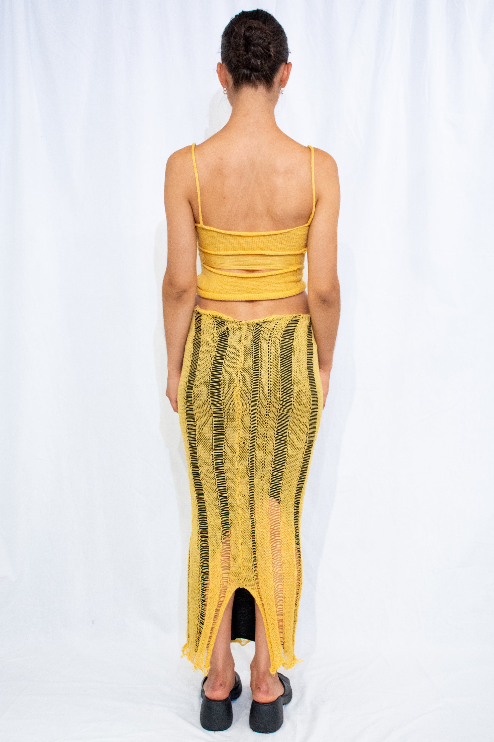 Yellow Knit Ladder Skirt