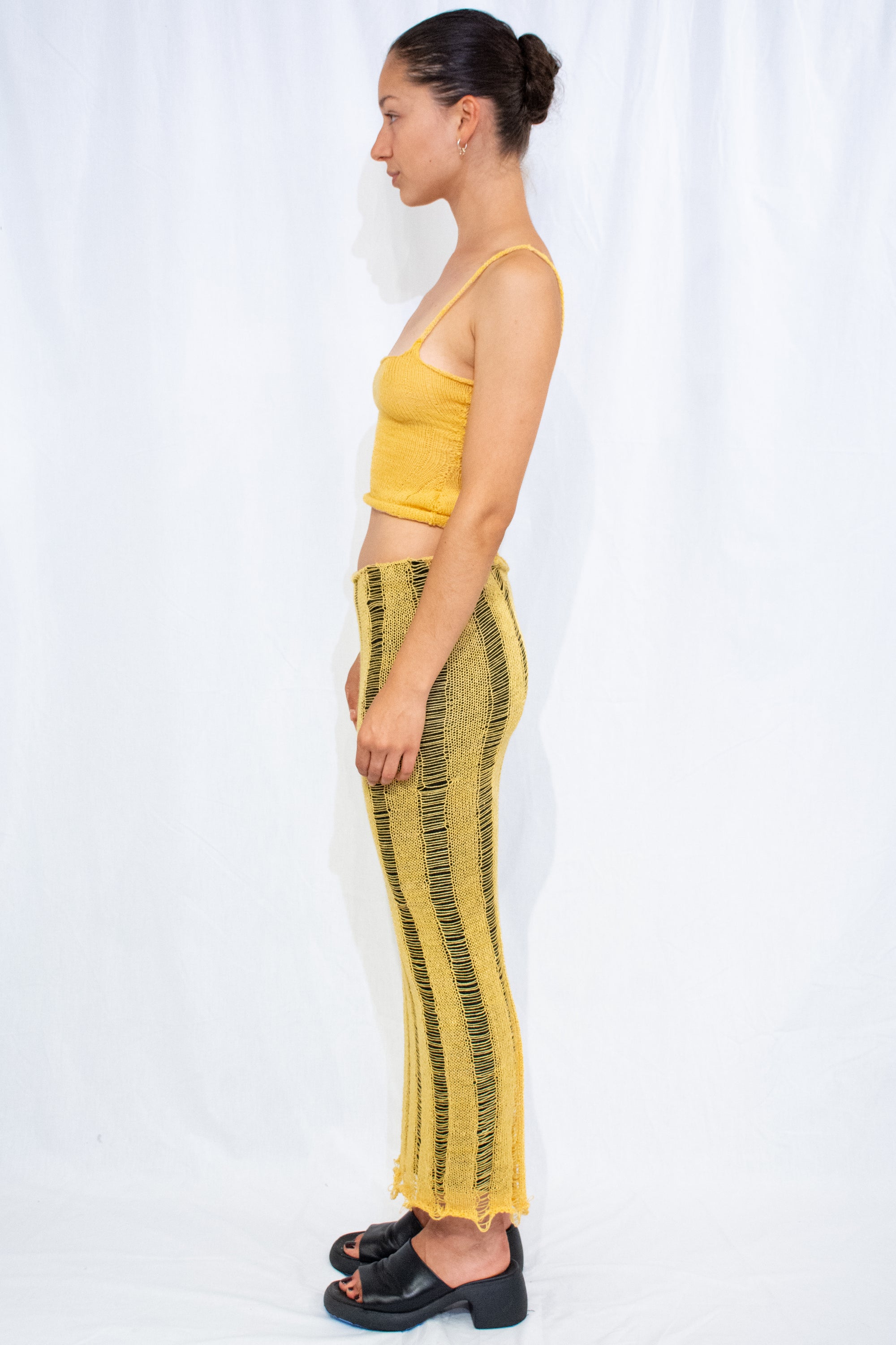 Yellow Knit Ladder Skirt