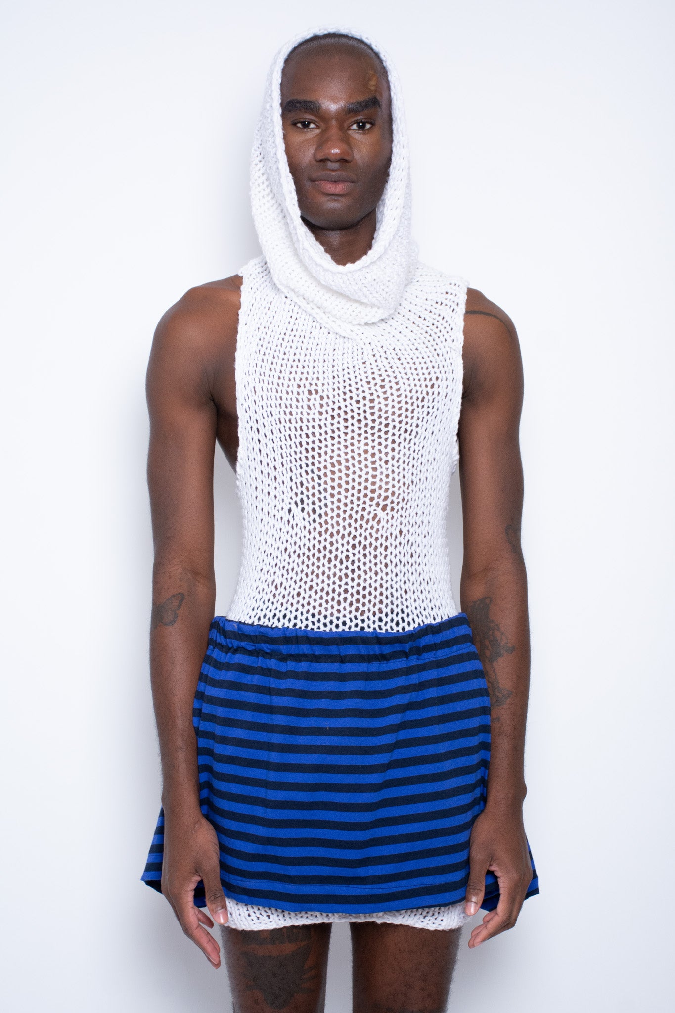 White Knit Hooded Dress