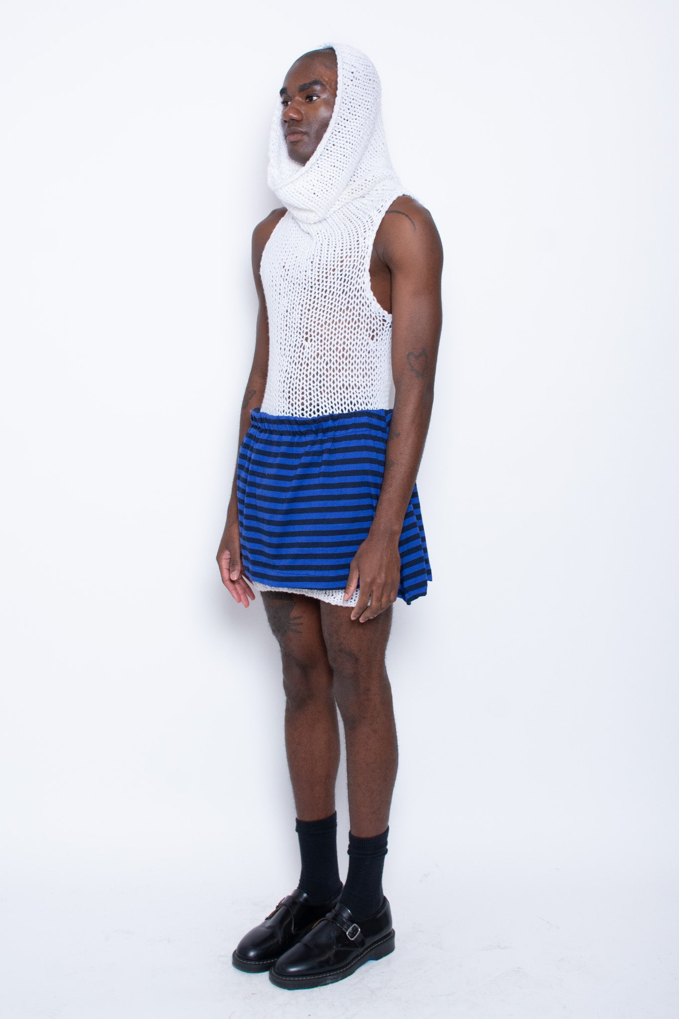 White Knit Hooded Dress