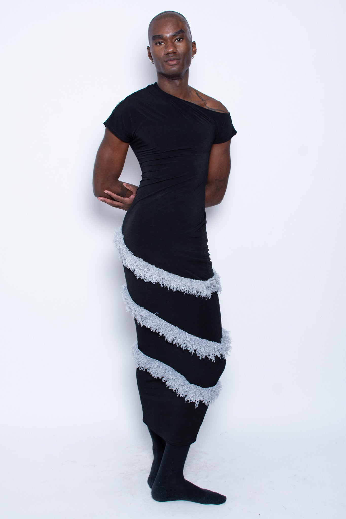 Black/White Spiral Hem Dress