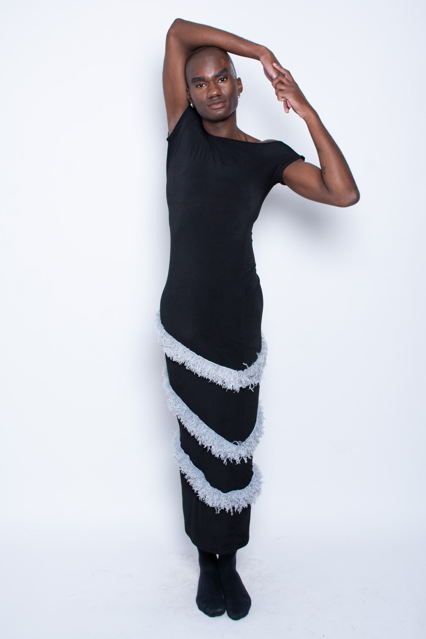 Black/White Spiral Hem Dress