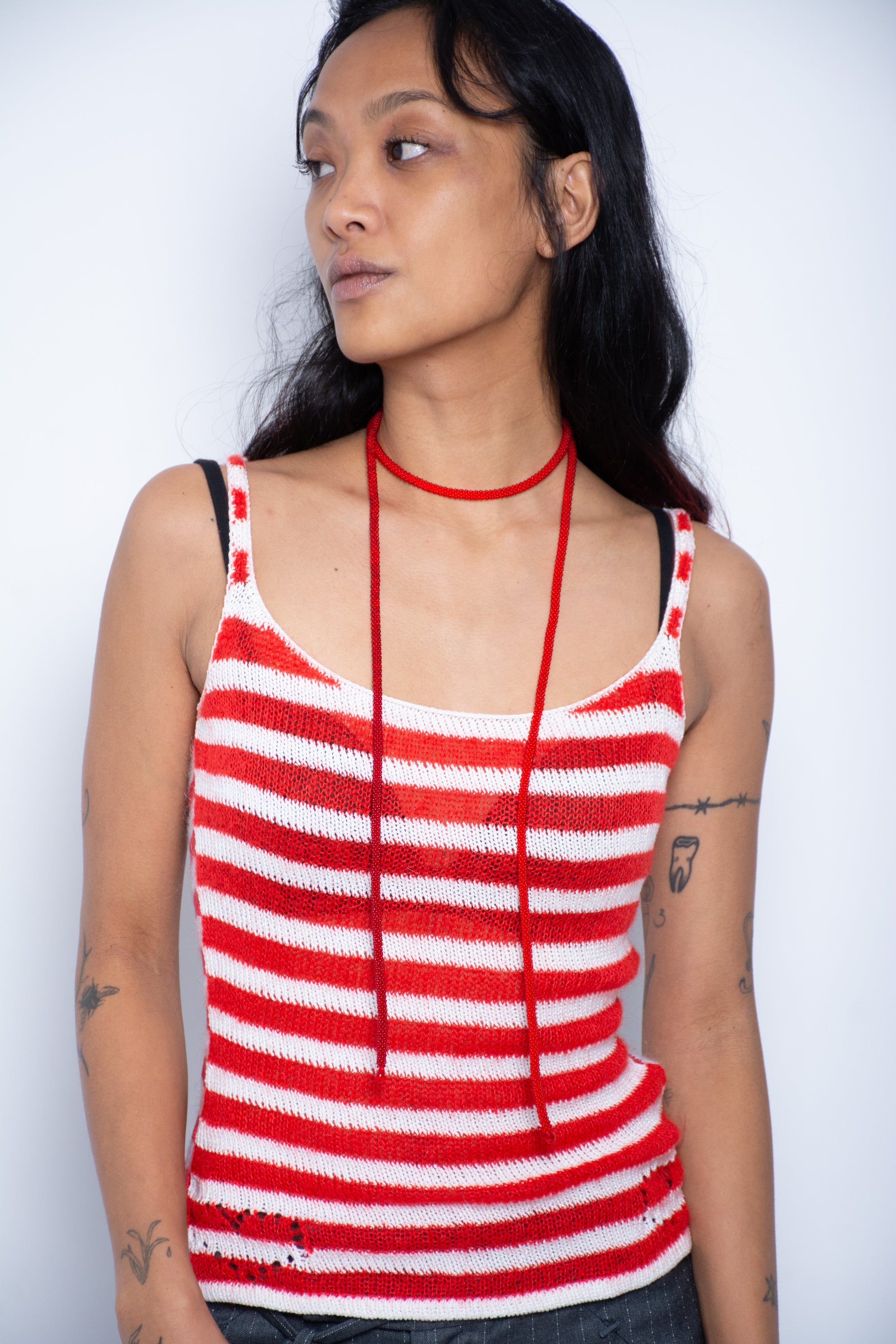 Long Gradated Red Strand Necklace